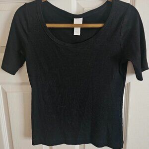 H&M Black Ribbed Square Neck Top